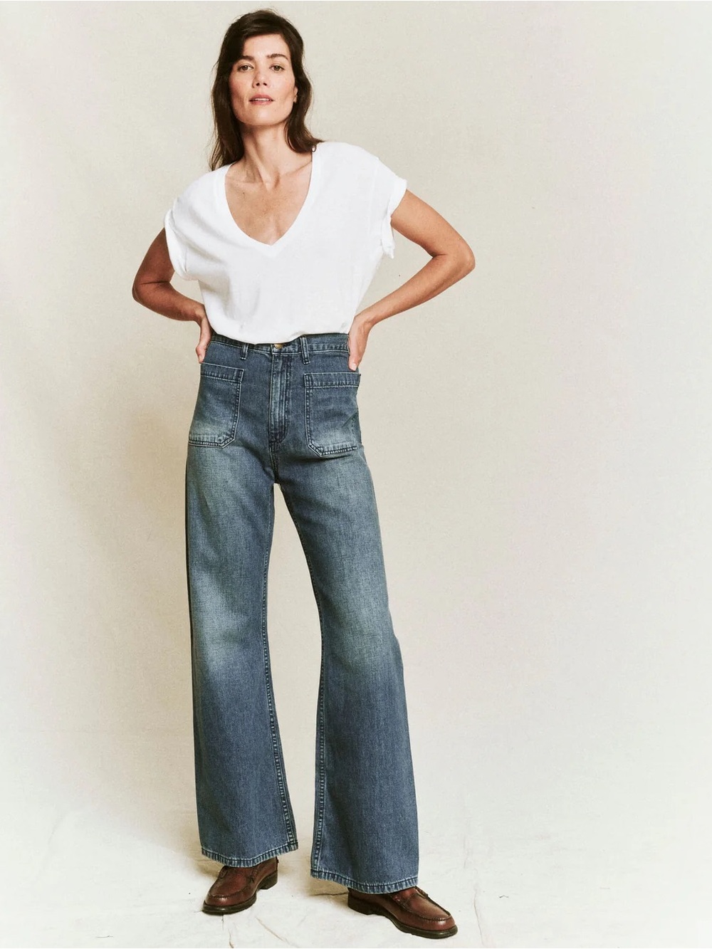 THE GREAT. DENIM THE DOCK JEAN MARINA WASH SIZE 28